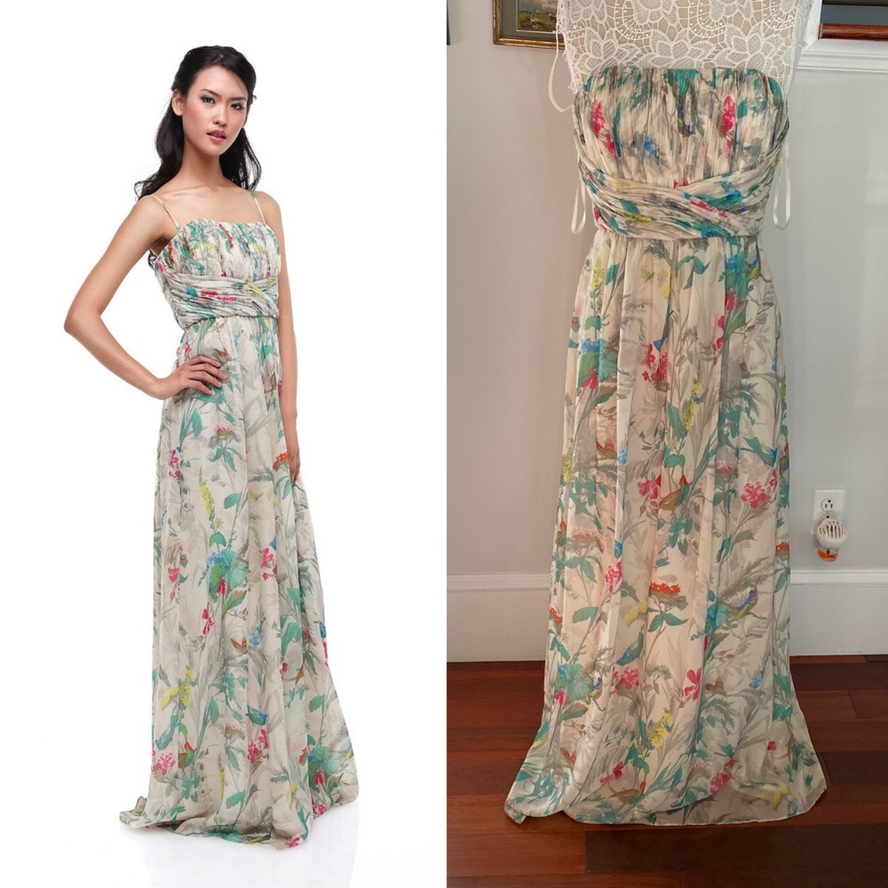 TED BAKER Chiffon Strapless or Strap Full Length Dress NWT Sz 3 Sz 8 US - Picture 1 of 9